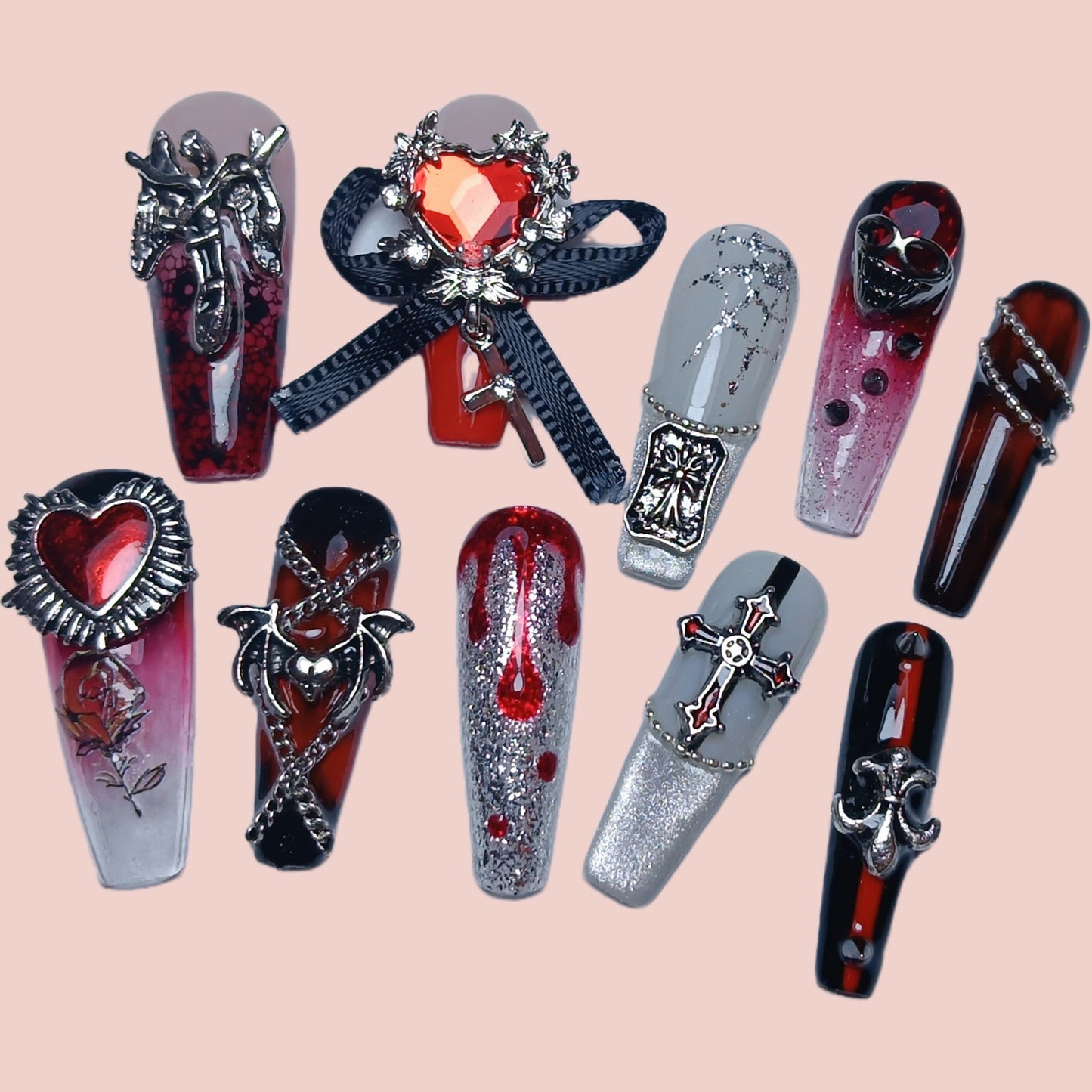 Gothic style high quality handmade press on nails