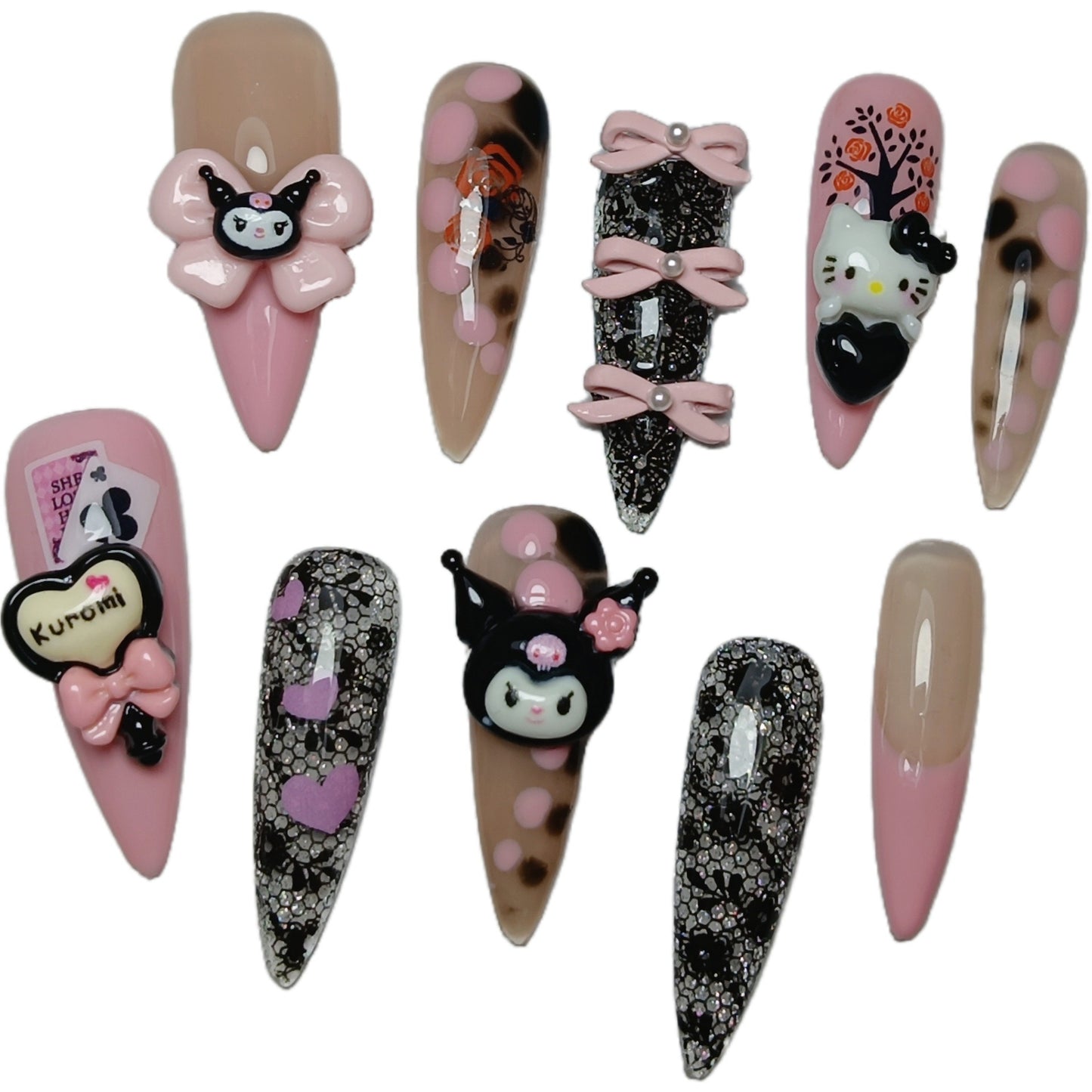 versatile kuromi （handmade press on nails）