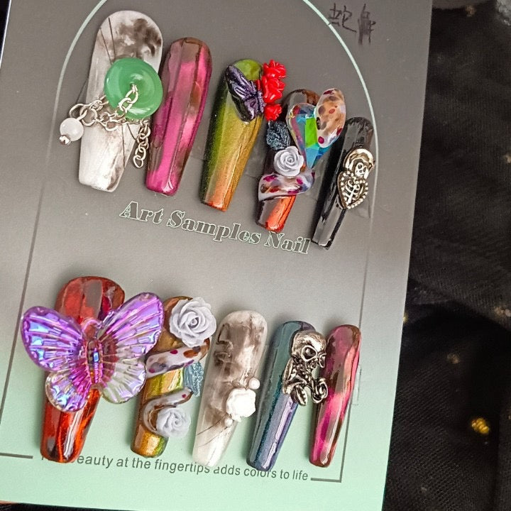 colorful butterfly high quality handmade press on nails