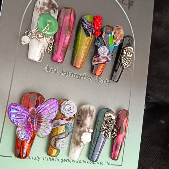 colorful butterfly high quality handmade press on nails