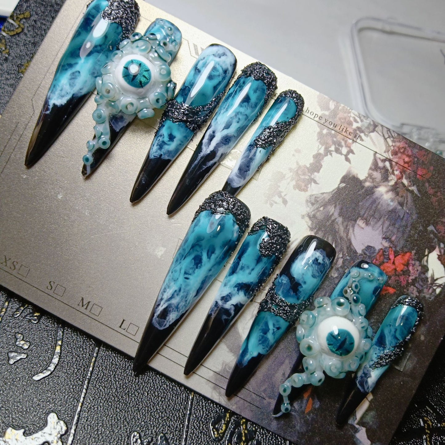 sea ghost sharp shape high quality handmade press on nails