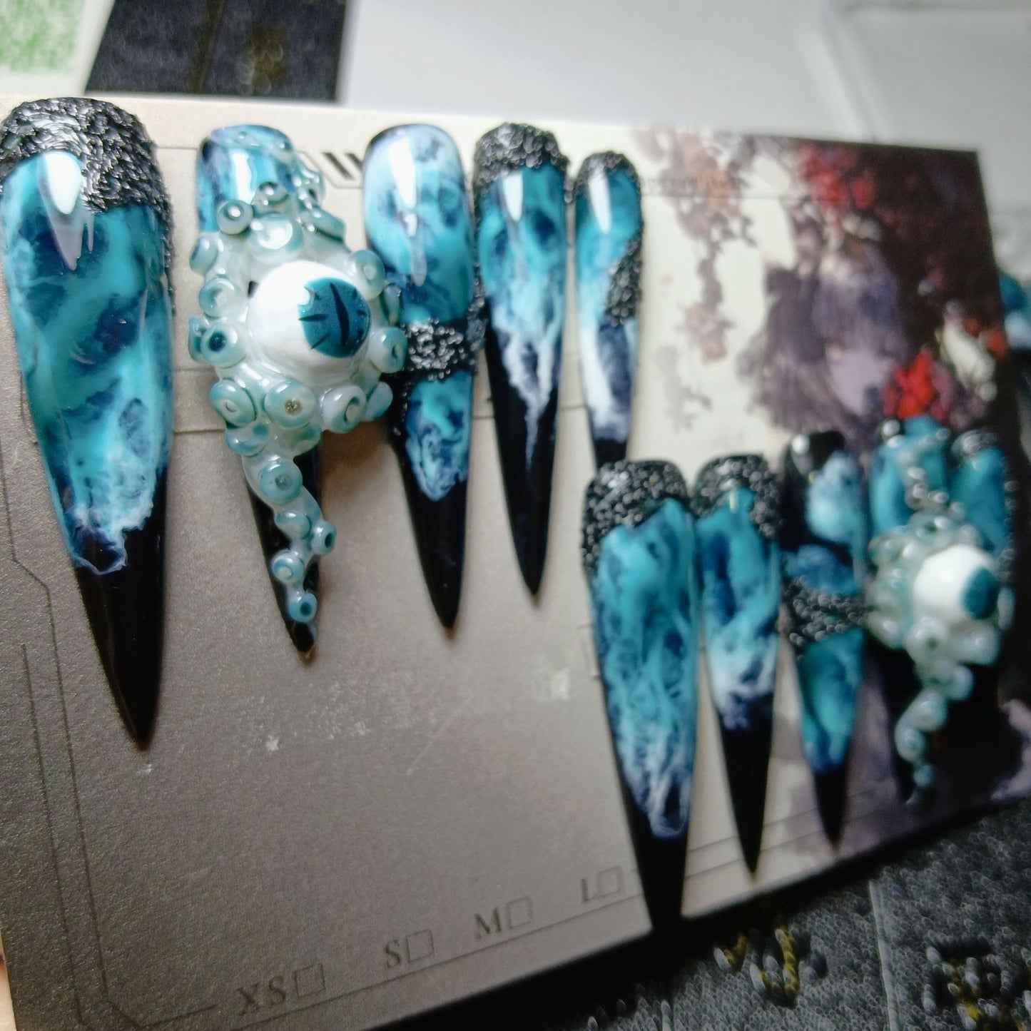 sea ghost sharp shape high quality handmade press on nails